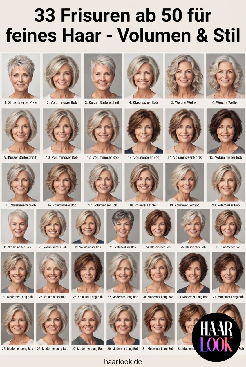 33 Frisuren ab 50 für feines Haar - Volumen & Stil