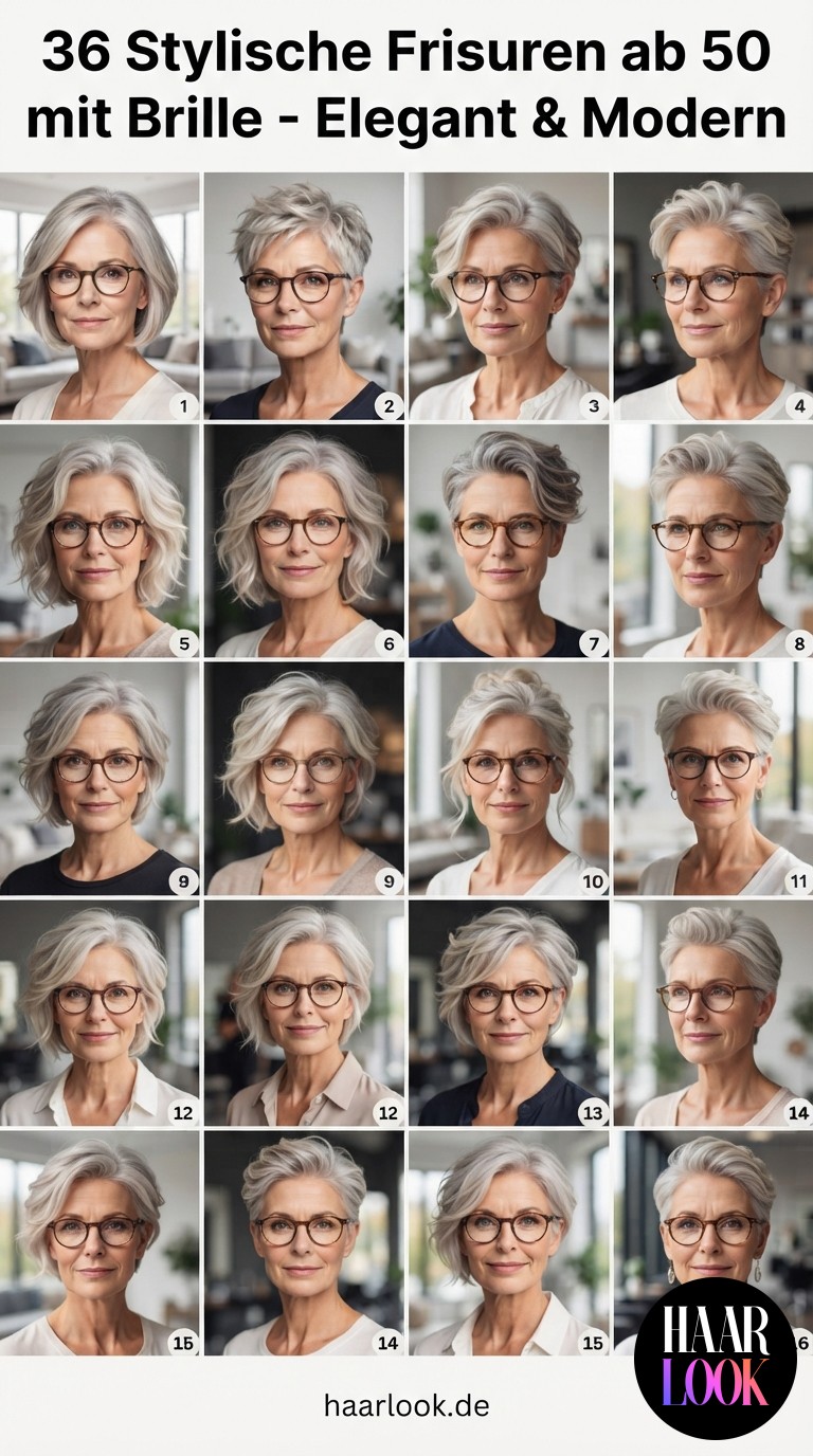 36 Stylische Frisuren ab 50 mit Brille - Elegant & Modern
