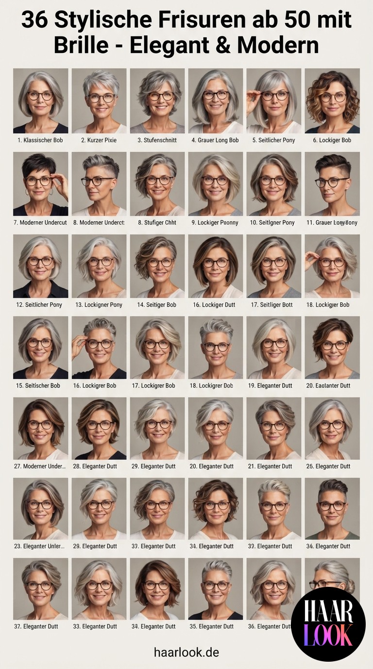 36 Stylische Frisuren ab 50 mit Brille - Elegant & Modern
