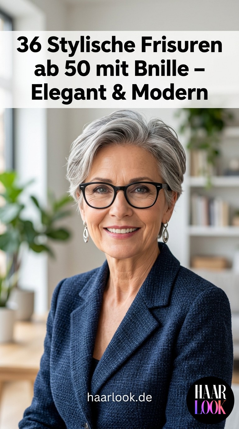36 Stylische Frisuren ab 50 mit Brille - Elegant & Modern