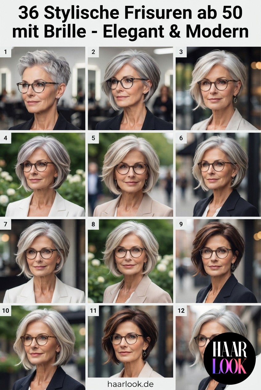 36 Stylische Frisuren ab 50 mit Brille - Elegant & Modern