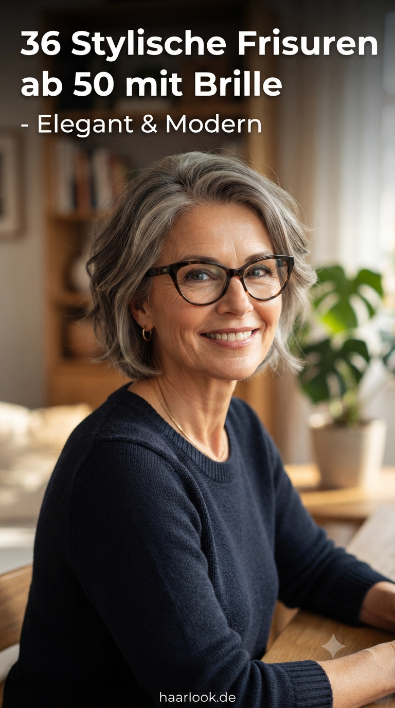 36 Stylische Frisuren ab 50 mit Brille - Elegant & Modern