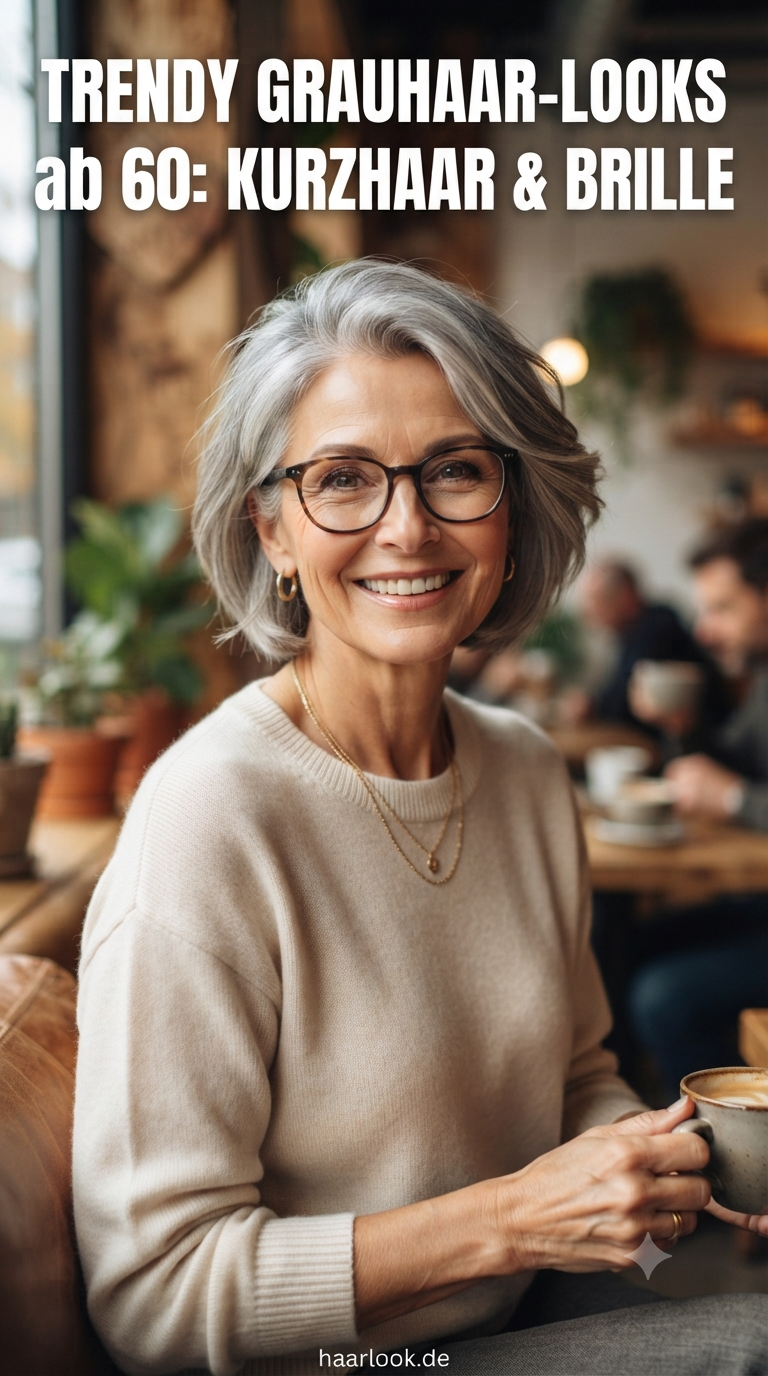 Trendy Grauhaar-Looks ab 60: Kurzhaar & Brille