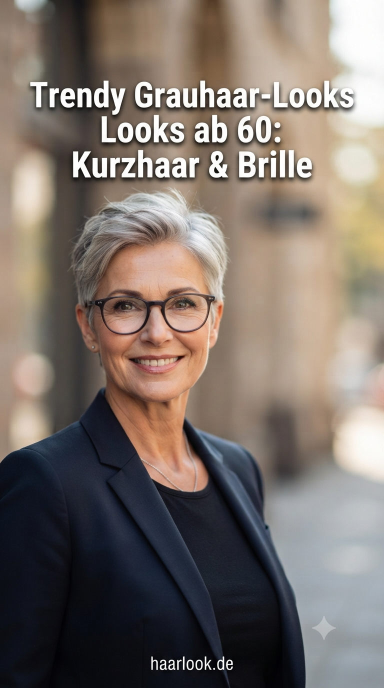 Trendy Grauhaar-Looks ab 60: Kurzhaar & Brille