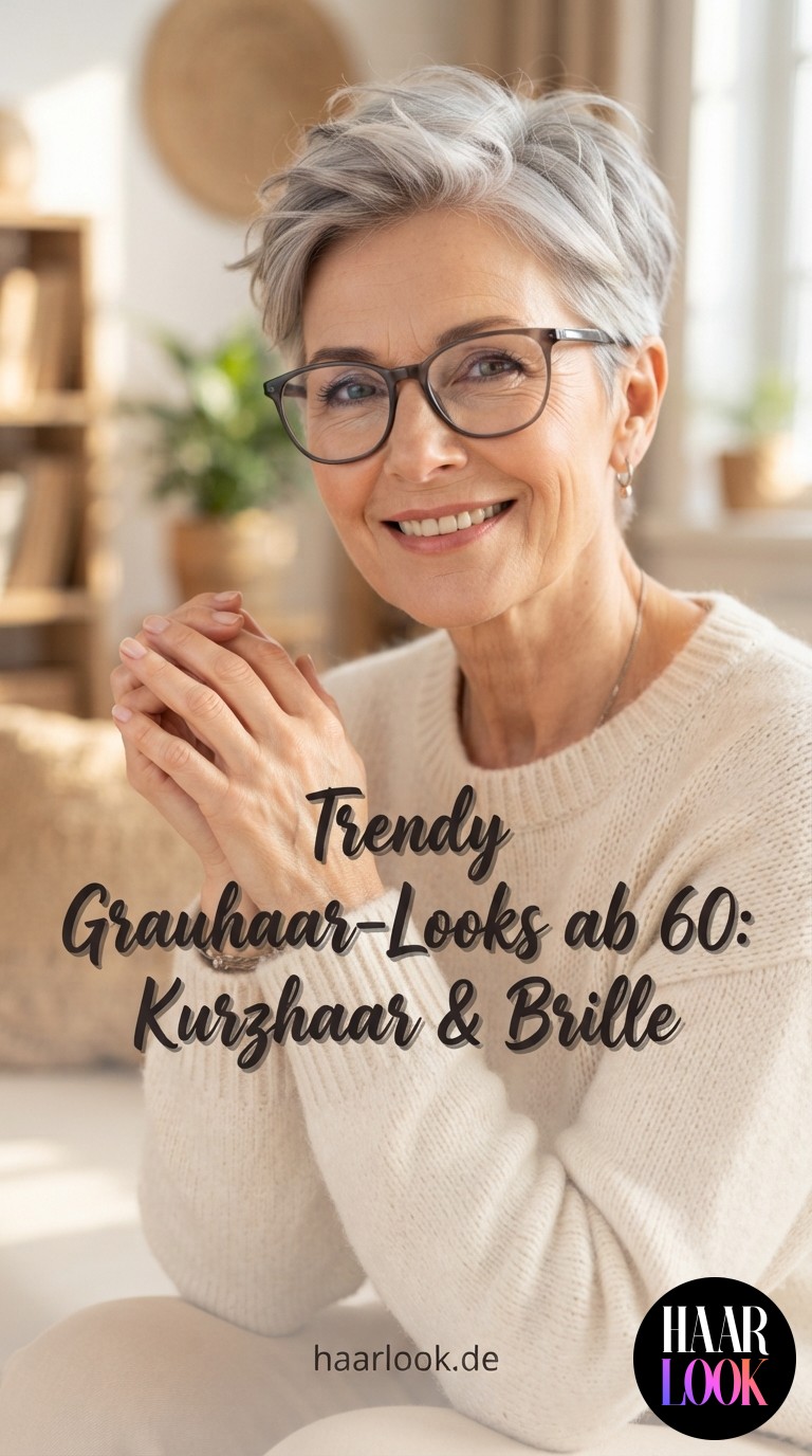 Trendy Grauhaar-Looks ab 60: Kurzhaar & Brille