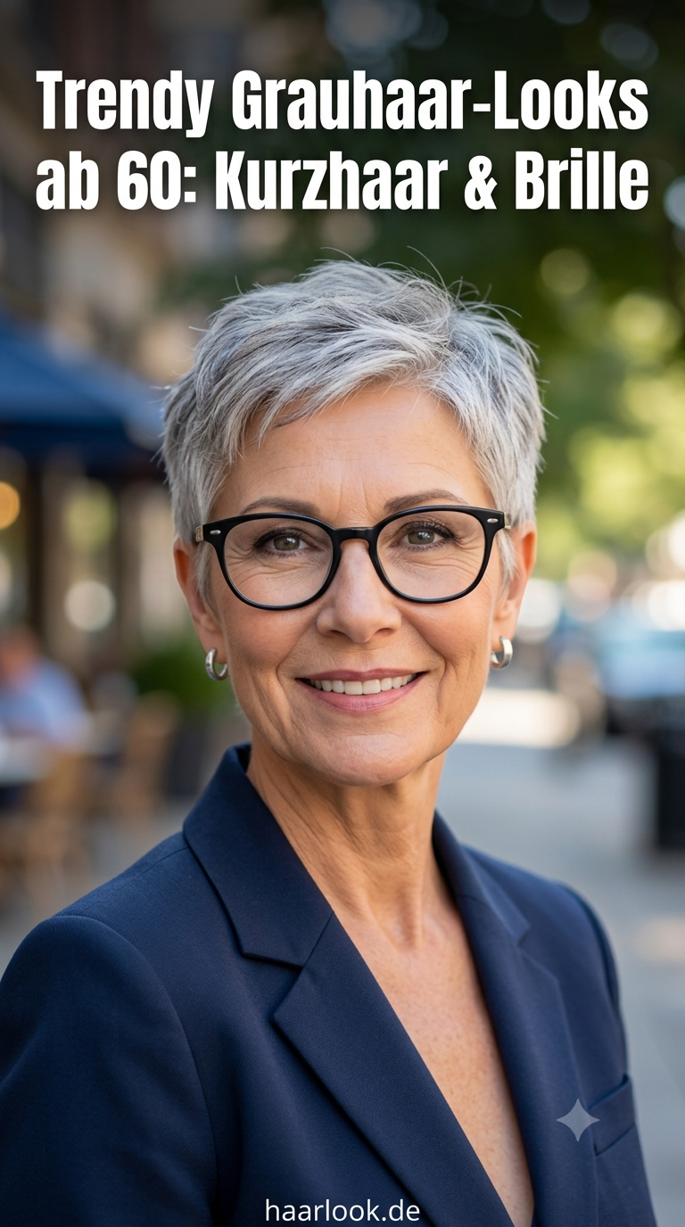 Trendy Grauhaar-Looks ab 60: Kurzhaar & Brille