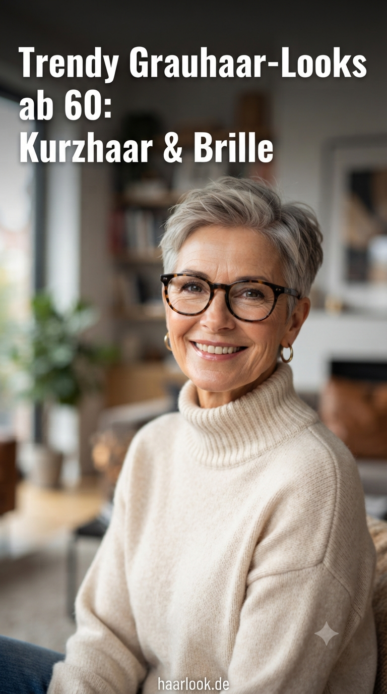 Trendy Grauhaar-Looks ab 60: Kurzhaar & Brille