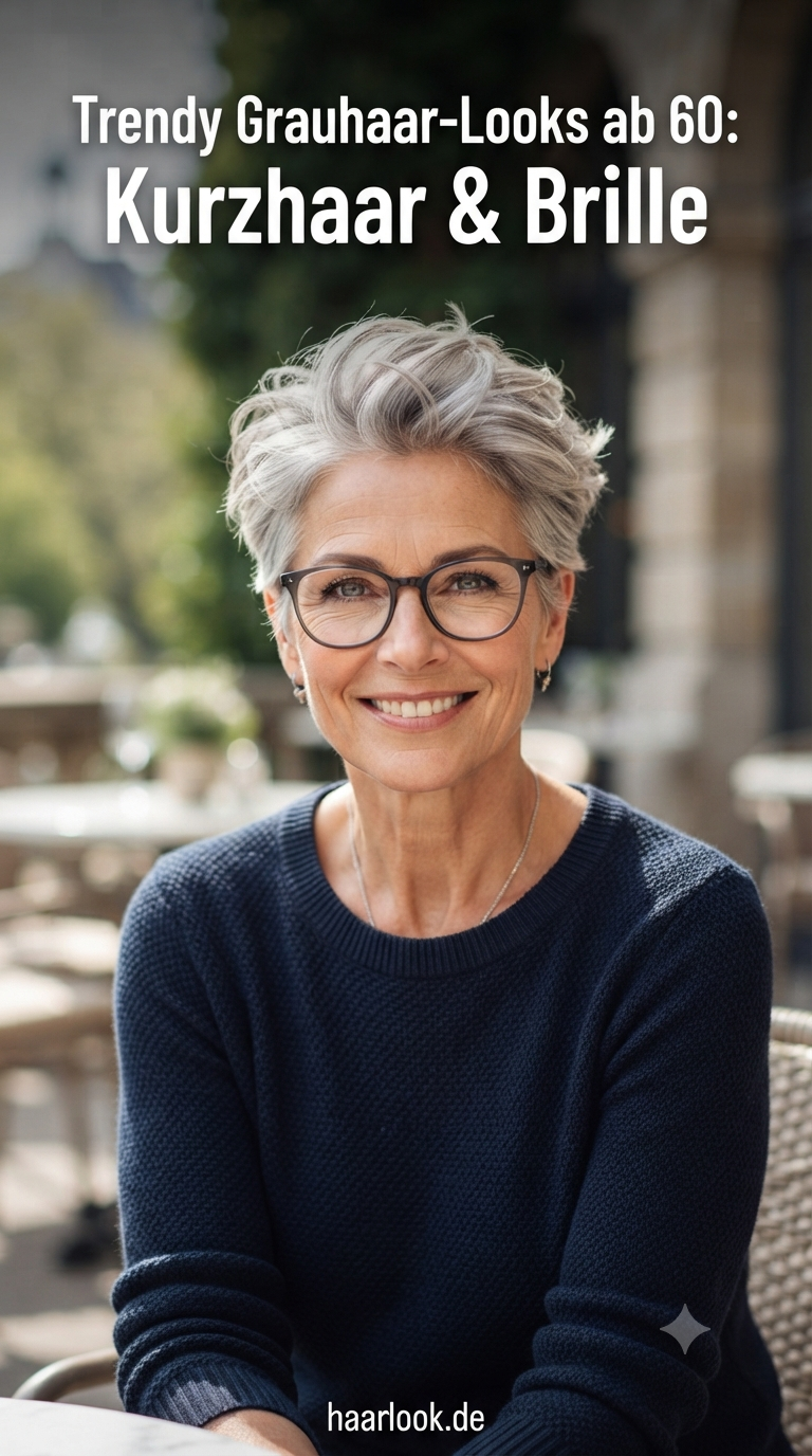 Trendy Grauhaar-Looks ab 60: Kurzhaar & Brille