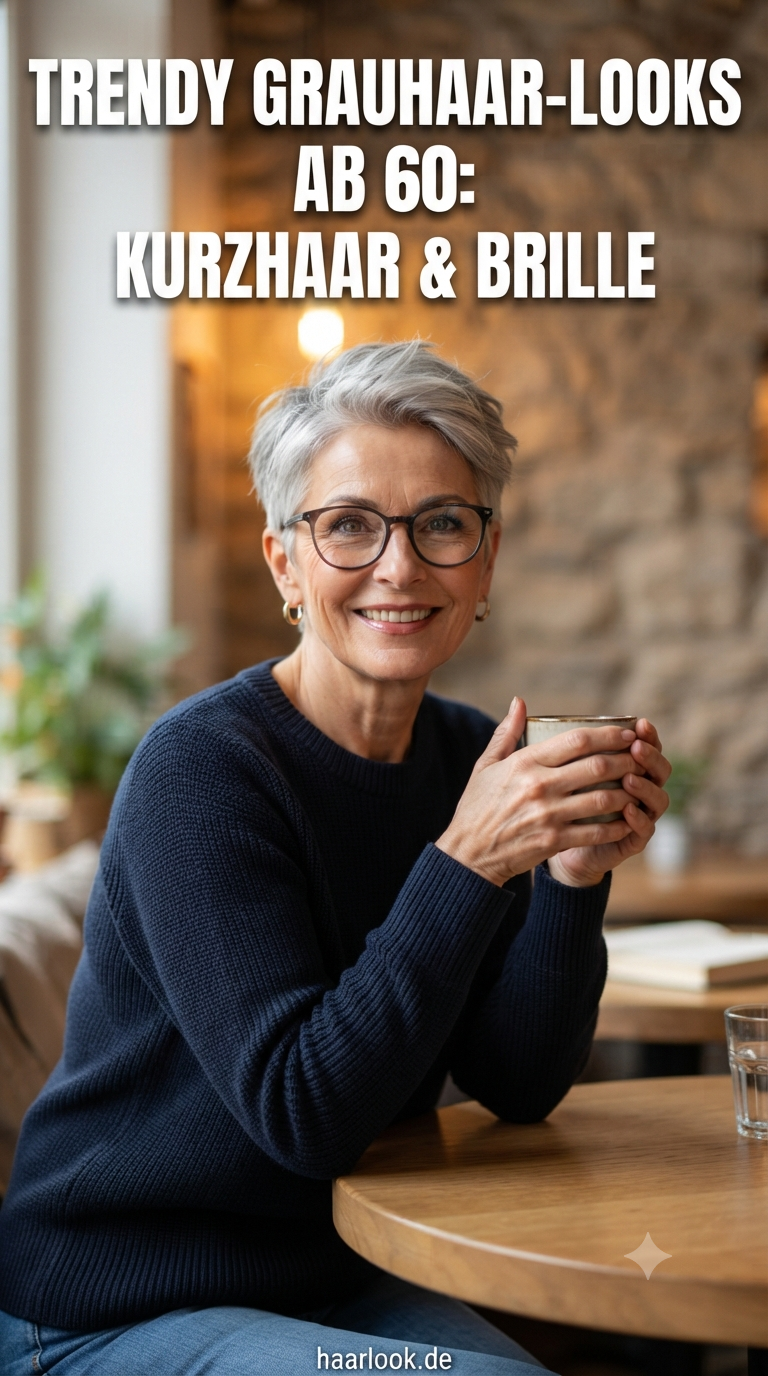 Trendy Grauhaar-Looks ab 60: Kurzhaar & Brille