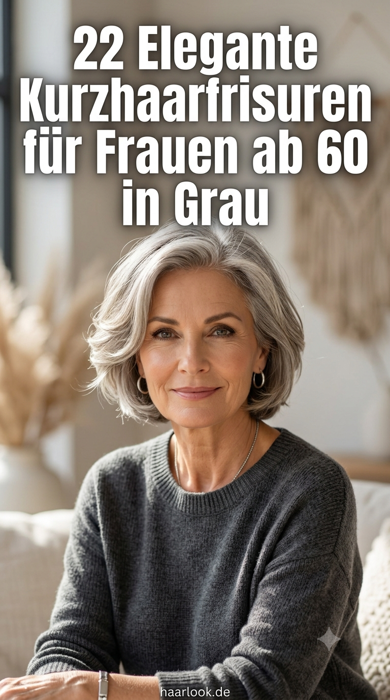 22 Elegante Kurzhaarfrisuren für Frauen ab 60 in Grau