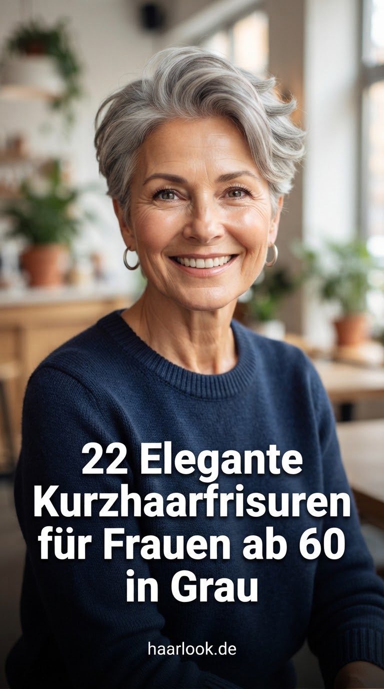 22 Elegante Kurzhaarfrisuren für Frauen ab 60 in Grau