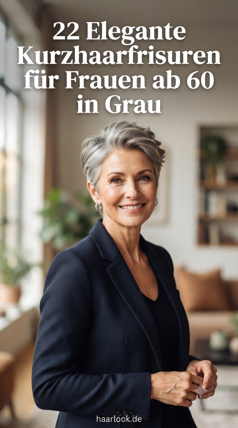22 Elegante Kurzhaarfrisuren für Frauen ab 60 in Grau