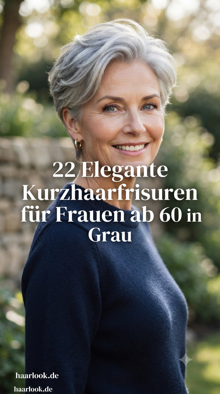 22 Elegante Kurzhaarfrisuren für Frauen ab 60 in Grau