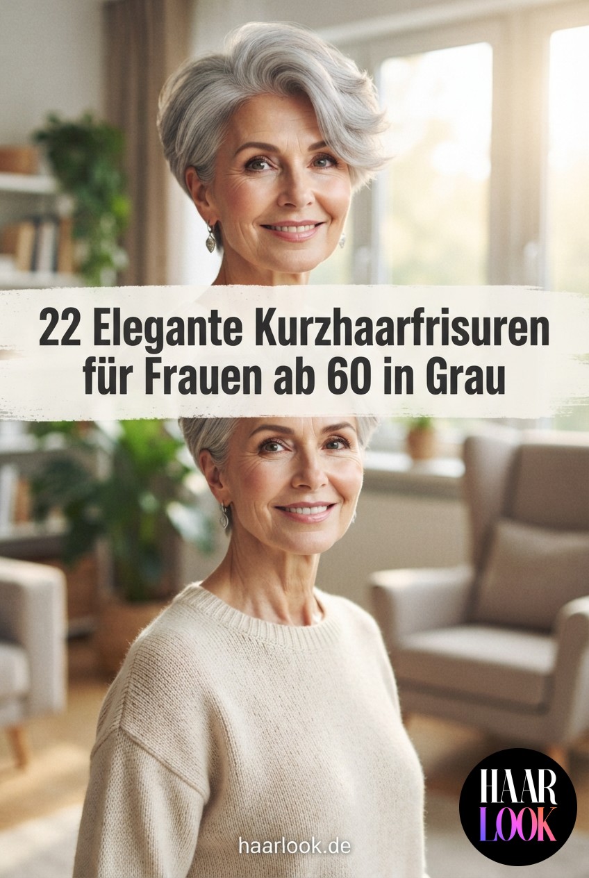 22 Elegante Kurzhaarfrisuren für Frauen ab 60 in Grau