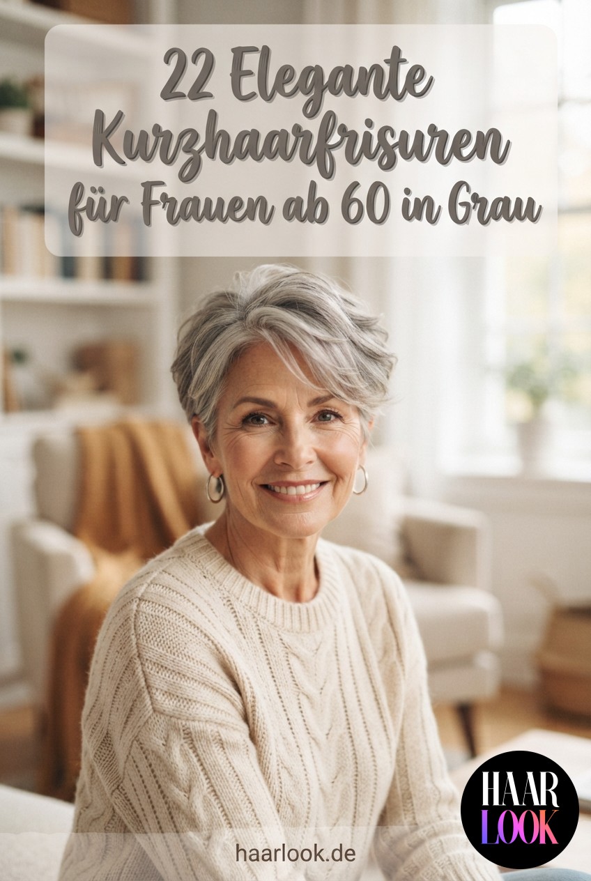 22 Elegante Kurzhaarfrisuren für Frauen ab 60 in Grau