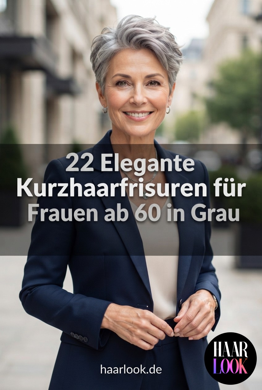 22 Elegante Kurzhaarfrisuren für Frauen ab 60 in Grau