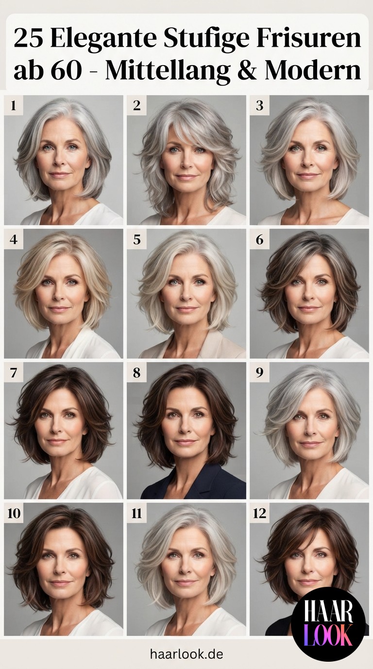 25 Elegante Stufige Frisuren ab 60 - Mittellang & Modern