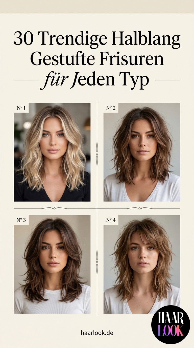 30 Trendige Halblang Gestufte Frisuren für Jeden Typ