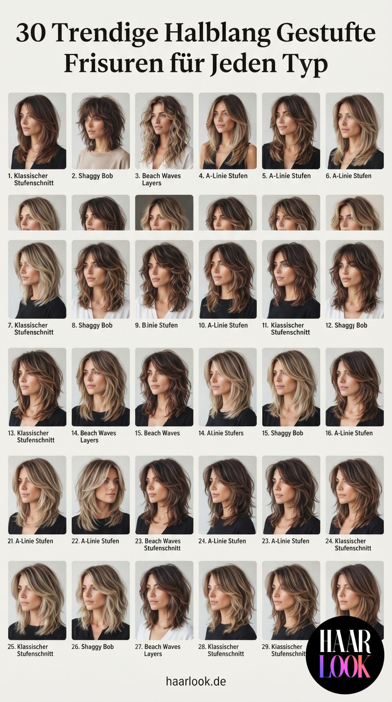 30 Trendige Halblang Gestufte Frisuren für Jeden Typ