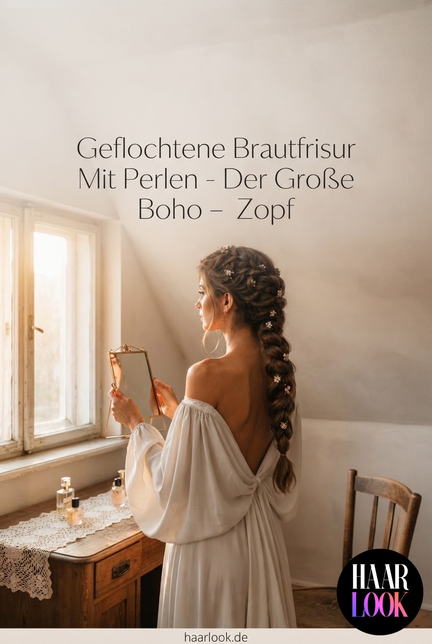 Geflochtene Brautfrisur Mit Perlen - Der Große Boho - Zopf
