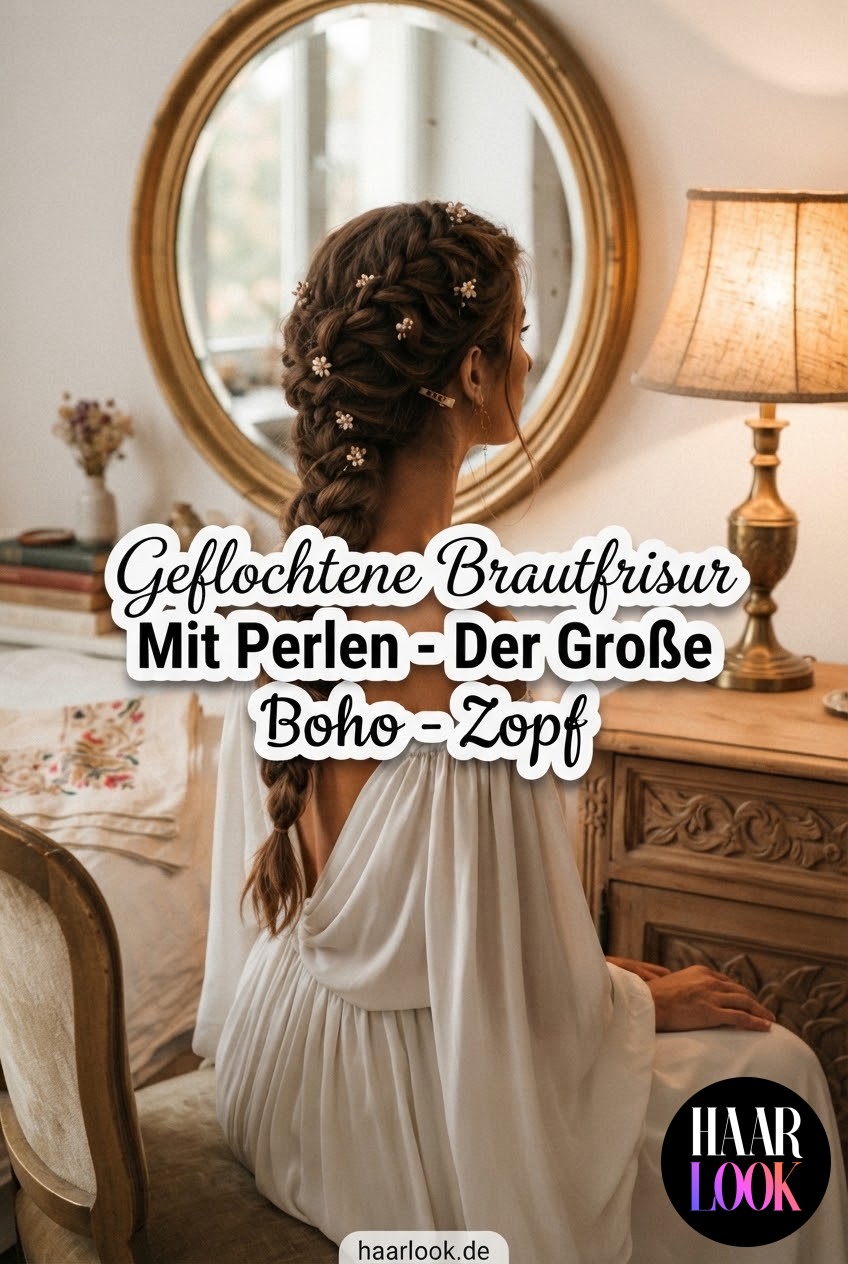Geflochtene Brautfrisur Mit Perlen - Der Große Boho - Zopf