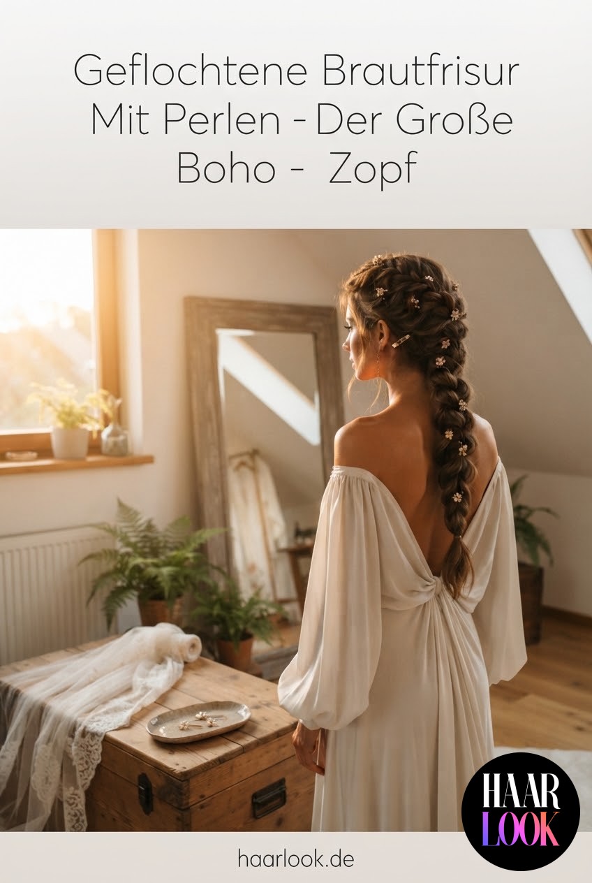 Geflochtene Brautfrisur Mit Perlen - Der Große Boho - Zopf