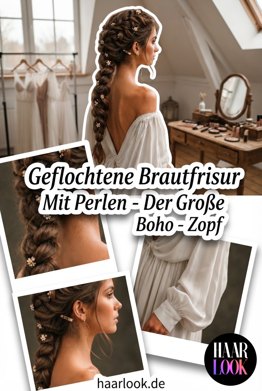 Geflochtene Brautfrisur Mit Perlen - Der Große Boho - Zopf