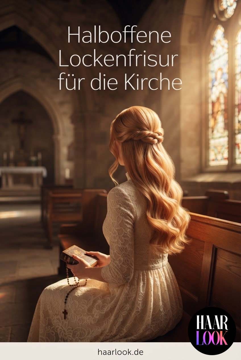 Halboffene Lockenfrisur für die Kirche