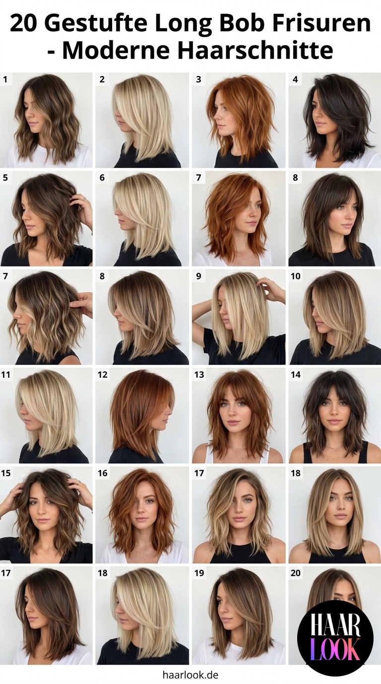 20 Gestufte Long Bob Frisuren - Moderne Haarschnitte