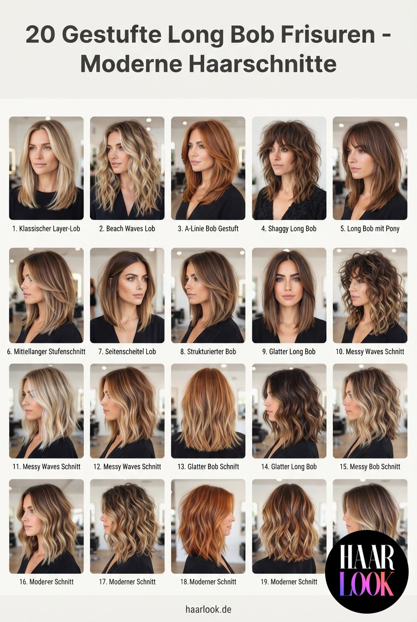 20 Gestufte Long Bob Frisuren - Moderne Haarschnitte