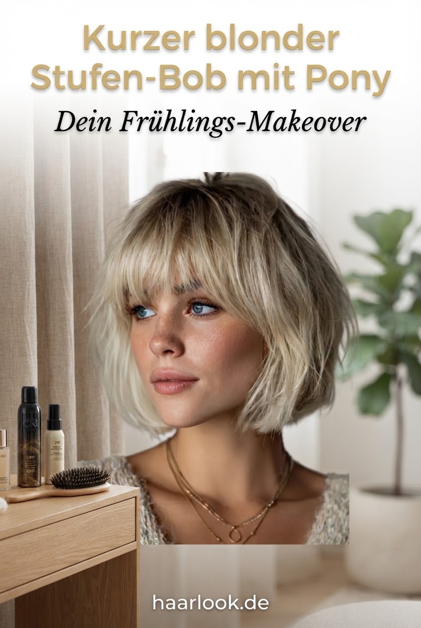 Kurzer blonder Stufen-Bob mit Pony