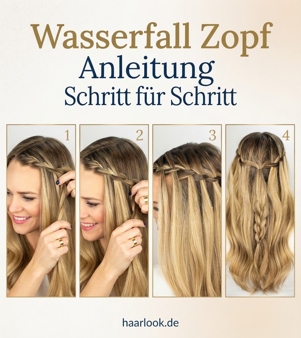 Wasserfall Zopf Anleitung Schritt für Schritt