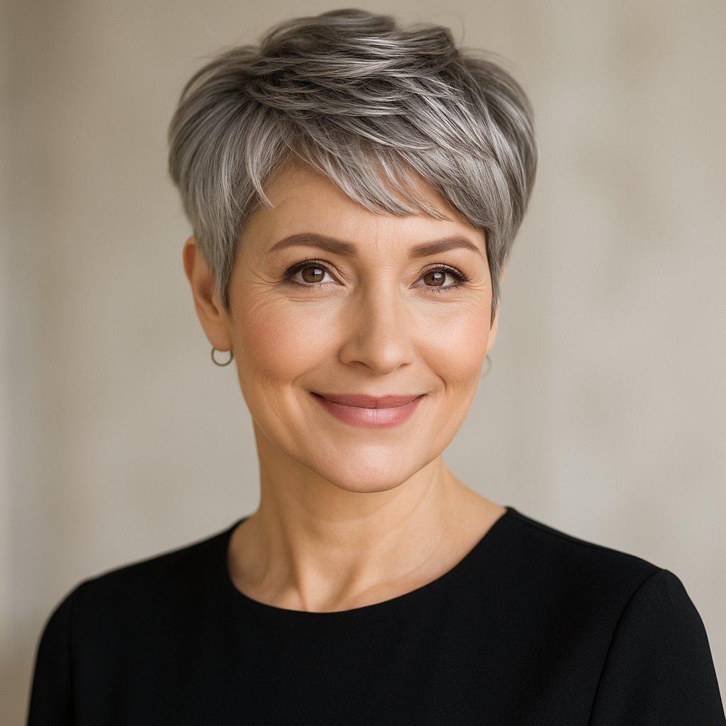 Pixie Cut Frauen ab 50 mit weicher runder Form