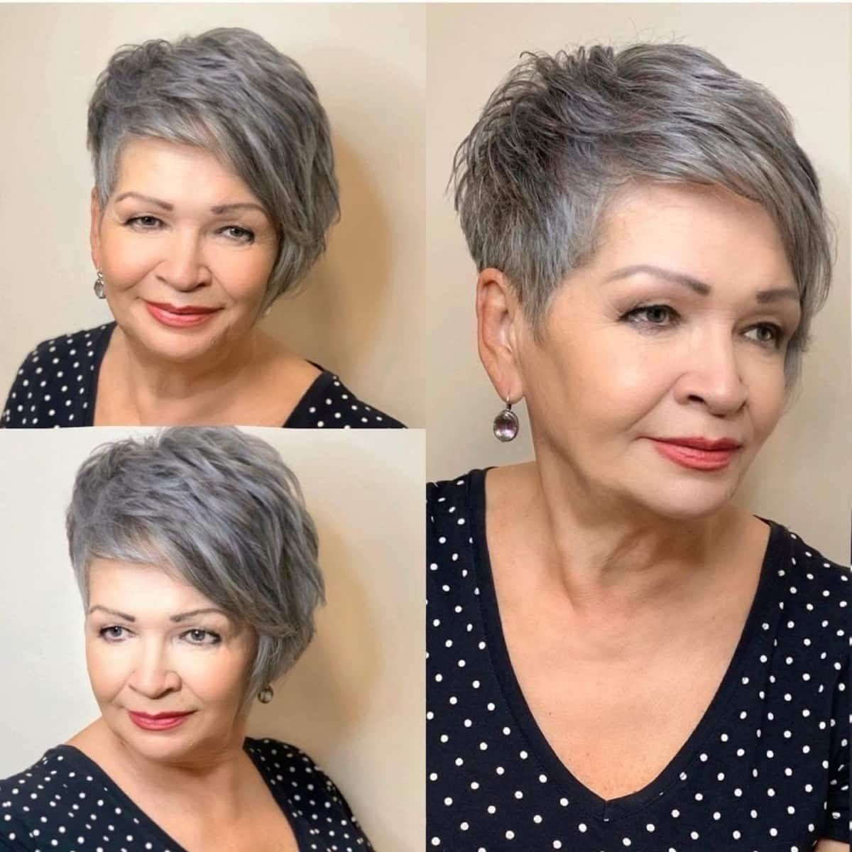 Pixie Cut rundes Gesicht Frau