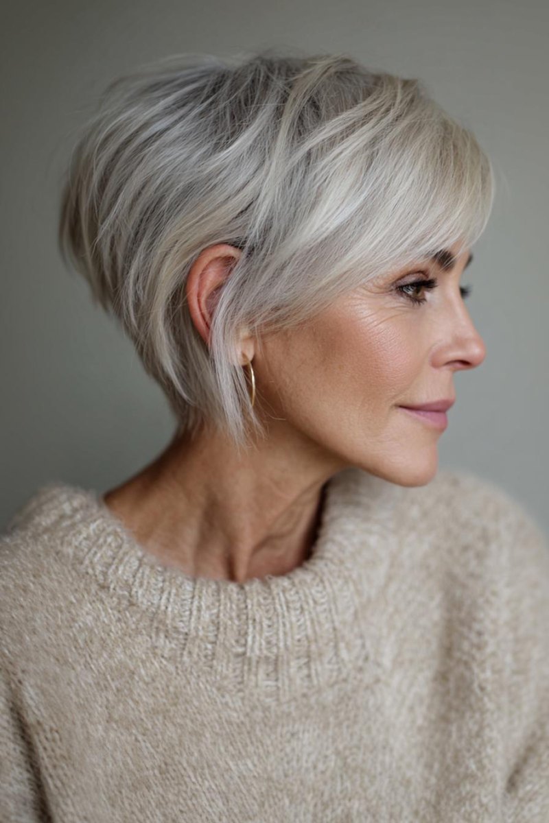 Pixie Cut Frauen ab 50 mit lockiger Struktur