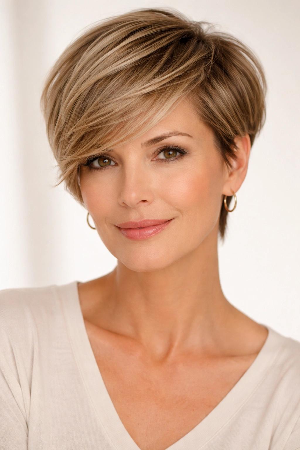 Pixie Cut lange Seitenpartien