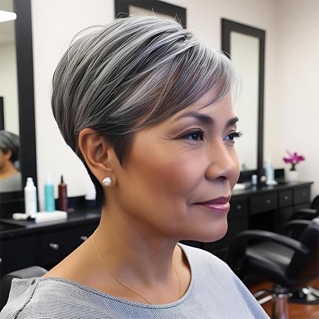 Pixie Cut Seitenscheitel Frau