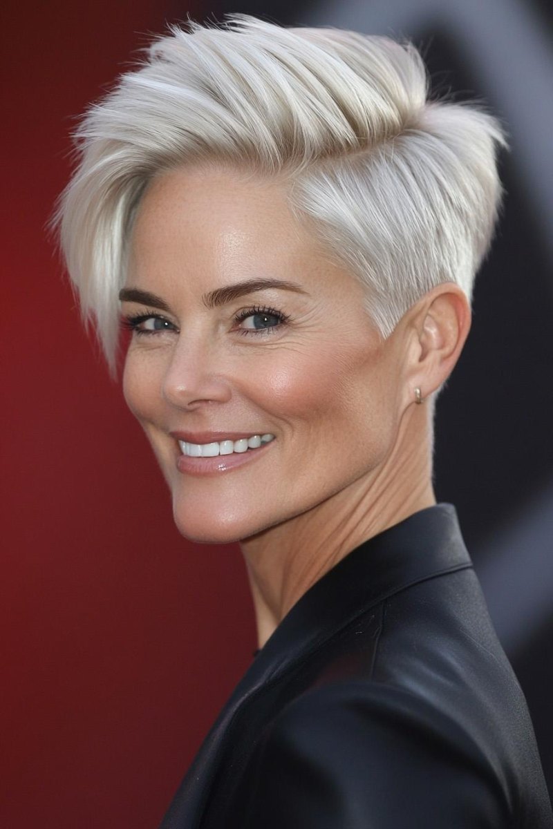 Platinblonder Pixie Frau