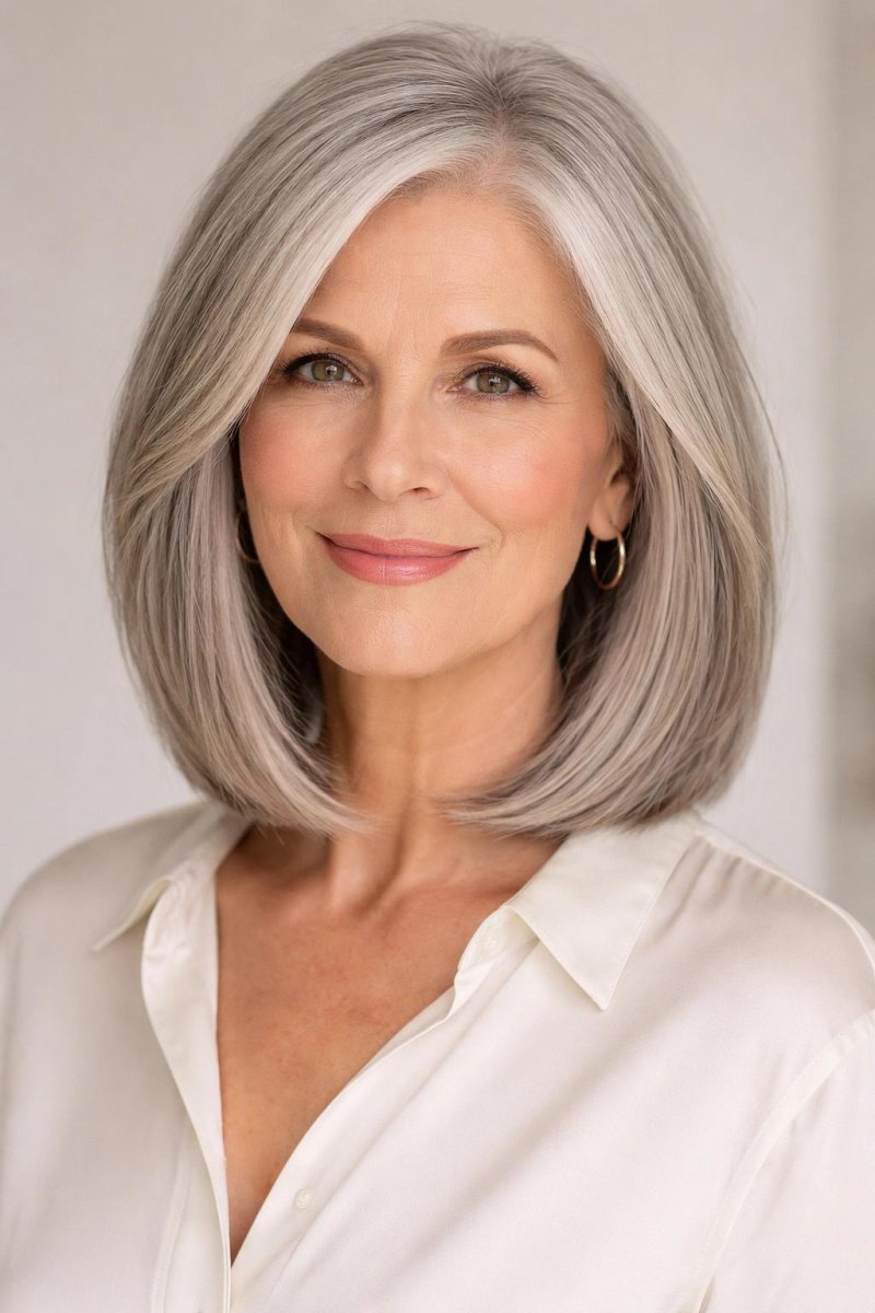 Silberner Bob graue Haare