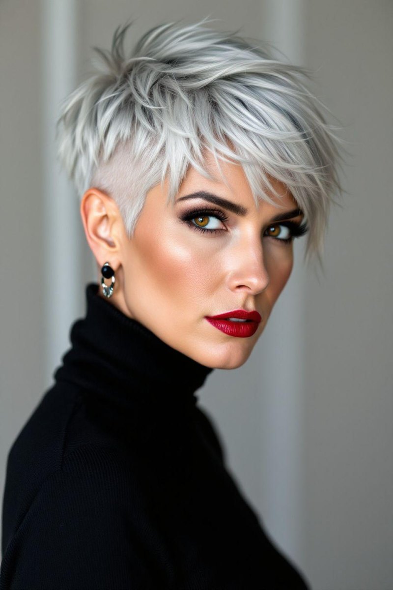 Statement silberner Pixie Cut