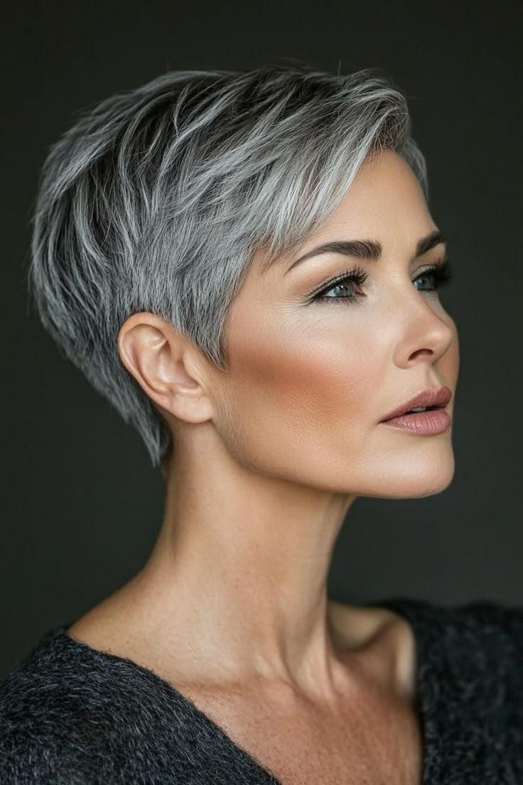 Natürlicher grauer Pixie Cut