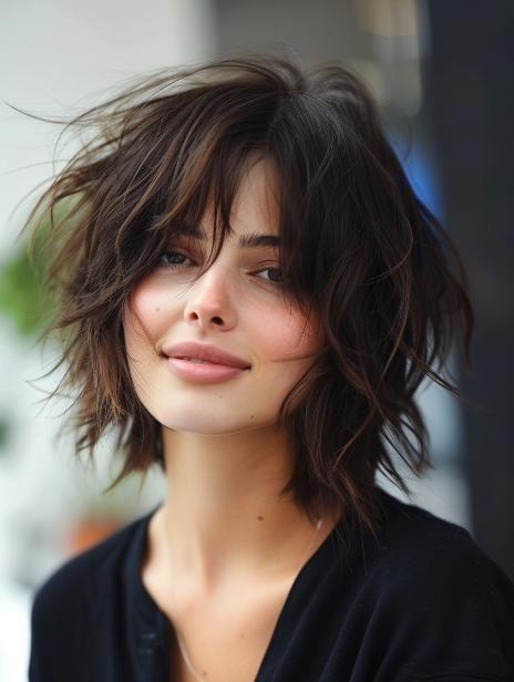 Strukturierter kurzer Shaggy Bob im Undone Look