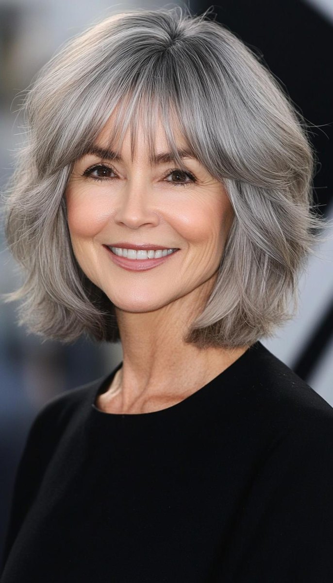 Stufiger Bob mit Pony Volumen